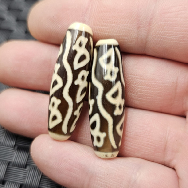 Black and White Nine-eyed Character Dzi Beads Jade Loose Beads Agate Handle Passepartout Bracelet Necklace Jewelry Accessories Handmade Beads