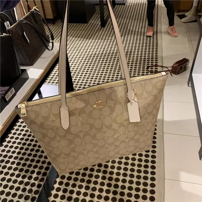 Koujia's New Zip30 Zipper Tote Bag, Vintage Pattern, Large Capacity, Crossbody, Fashionable and Versatile Shoulder Bag for Women