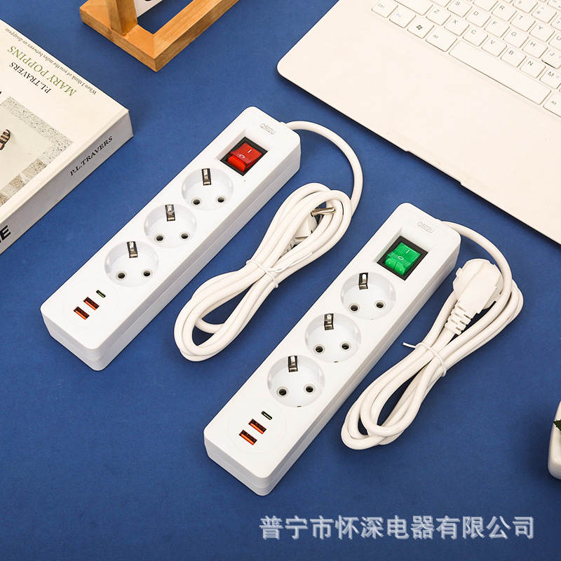 2USB+1Type-c接口手机充电欧孔欧式欧插欧洲外贸插座家用办公款式