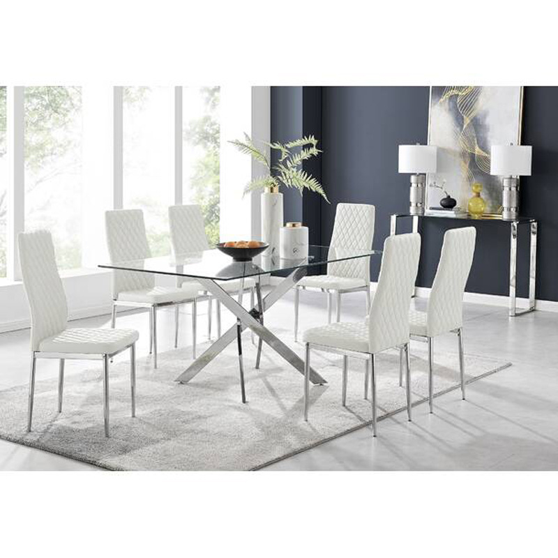 Mesa de comedor rectangular de vidrio templado mesa de comedor simple mesa de comedor mesa de vidrio