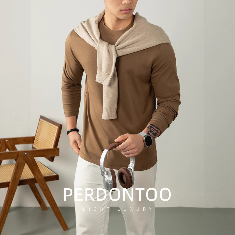 Cloudweave Cloud-Like Liquid Ammonia Mercerized Cotton Long-Sleeve T-Shirt for Men, Autumn and Winter Pure White Skin-Friendly High-End Feel Cloudweave Cloud-Like Liquid Ammonia Mercerized Cotton Long-Sleeve T-Shirt for Men, Autumn and Winter Pure White Skin-Friendly High-End Feel