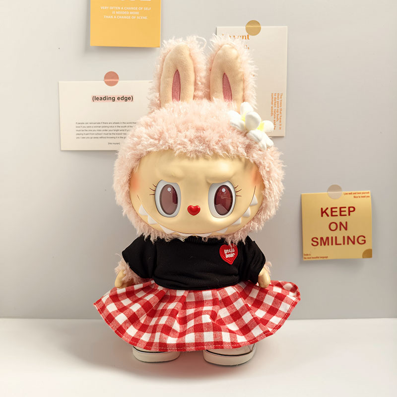 Ropa de muñeca de peluche de vinilo Labubu de 38cm para ropa de muñeca La Bu Time to Chill