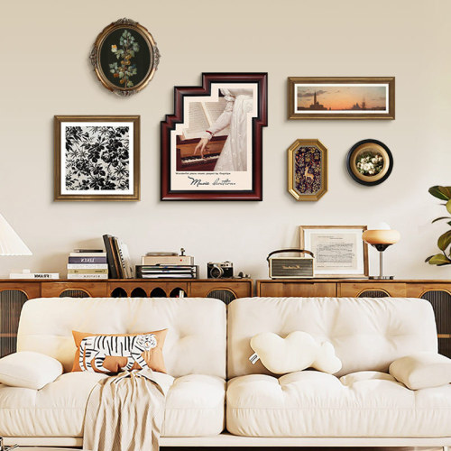 European-style niche art hotel study decoration painting living room retro wall murals bedroom medieval irregular combination of wall hangings