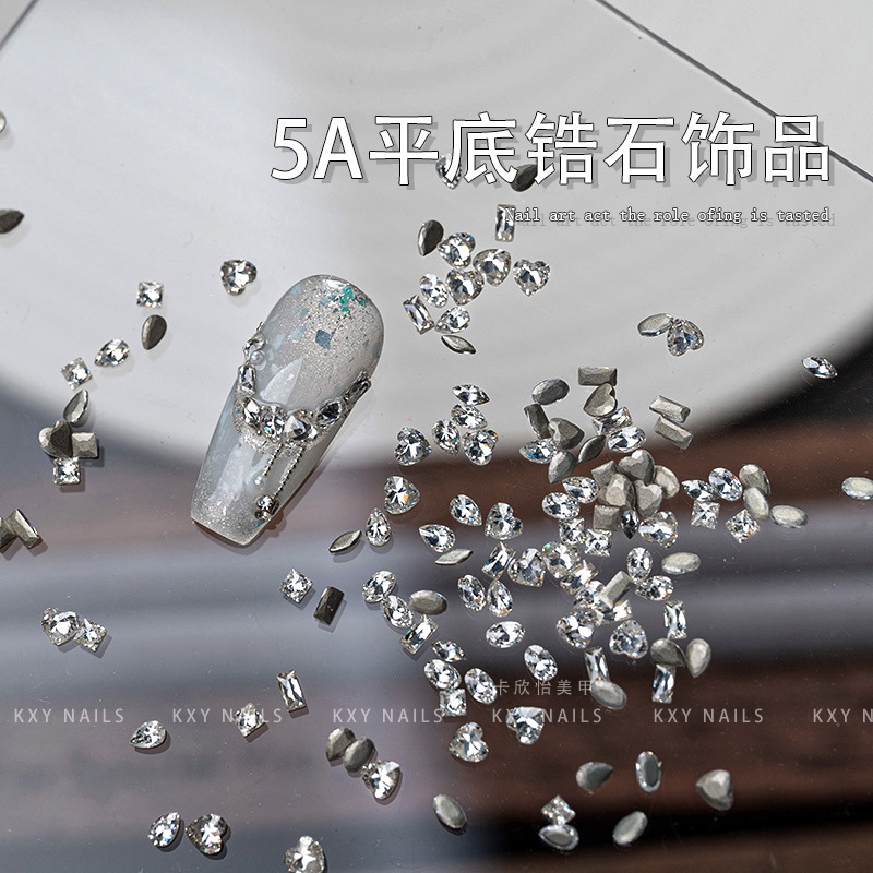 Manicure 5A flat zircon small jewelry online celebrity Three-dimensional mini micro diamond peach heart rectangular champagne hot nail accessories Manicure 5A flat zircon small jewelry online celebrity Three-dimensional mini micro diamond peach heart rectangular champagne hot nail accessories