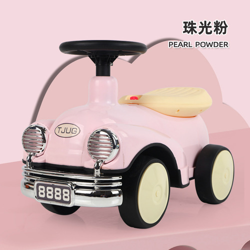 Kids' Teeter Totter Scooter, Sit-in Ride-on Toy Car for 1-3 Years, Gliding Car with Lights and Music, Four-Wheeled Balance Bike