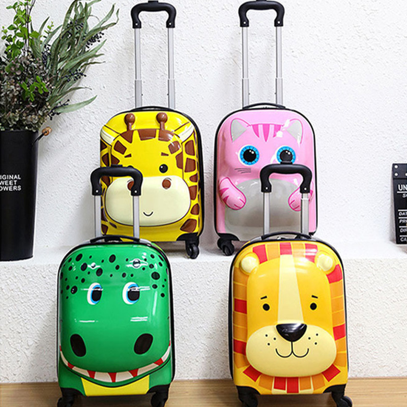 Pequeño león equipaje caja de la carretilla de los niños de dibujos animados gatito cocodrilo contraseña caso 18 pulgadas de moda maleta de embarque