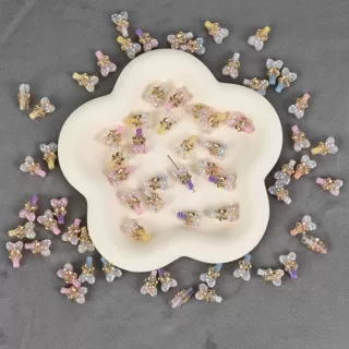 鑫振山新款树脂配件 diy饰品仙女棒波点金色蝴蝶结手机链配饰批发