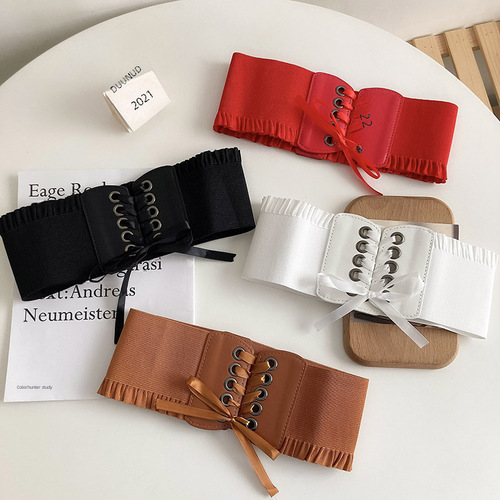Adjustable elastic belt for women, fashionable and versatile, suitable for dresses and shirts, decorative, simple, slimming, waist wrap, wide