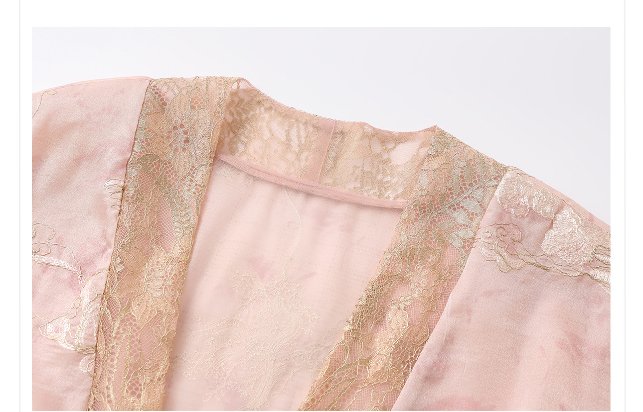Áo khoác cardigan nữ phong cách Trung Hoa retro thêu hoa cột dây — hồng chi tiết 19