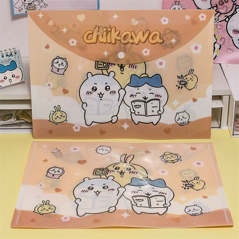 Карман для файлов формата A4 Color Chiikawa Jiyi, сумка для классификации, учебник, спецодежда, бумага для тестов, хранение, застёжка, папка складывающаяся