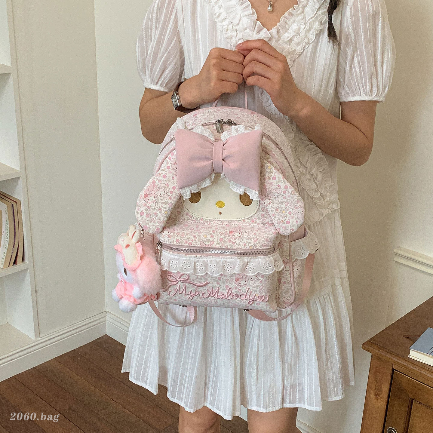 Mujeres de gran capacidad mochila de estudiantes de dibujos animados mochila de viaje 2026 arco dulce nuevo lindo mochila flor triturada