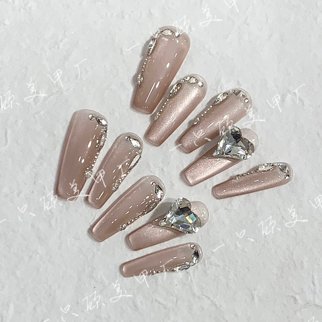 One care manicure factory [original Real shot] light transparent glass bead feeling side light cat eye ryuanguang gem nail sticker