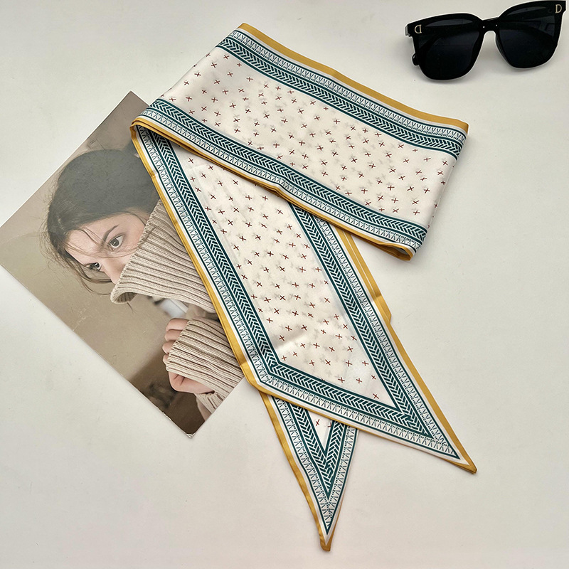 Bufandas de seda de ángulo oblicuo 2025 nuevo bufandas de diamante retrógrado decoración multifuncional de ángulo agudo moda bufandas largas correa de pelo
