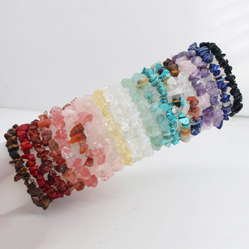 European and American cross-border bohemian style natural gravel bracelet colorful stone elastic bracelet couple jewelry