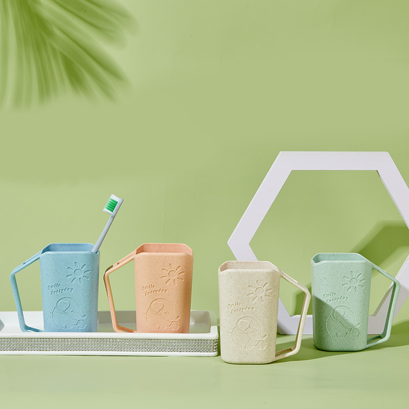 Factory-made wheat-straw minimalist household mouthwash cups, student dormitory toothbrushing cups, trendy thickened travel tooth mugs—wholesale available
