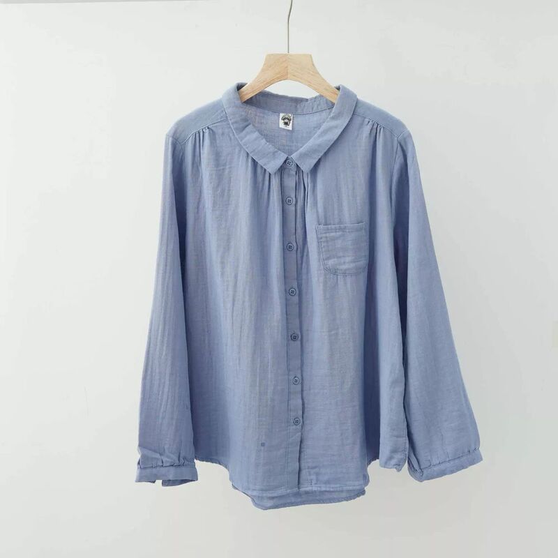 Rich Autumn Colors! High-Density Double-Layer New Yarn Small Lapel Long-Sleeve Shirt Top for Women, White and Red, Off-Shoulder