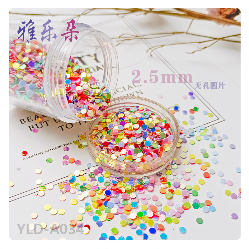 Ya Leduo 2.5mm Round Bead PVC Non-porous Flash Nail Art Accessories DIY Glue Dropping Resin Sequins