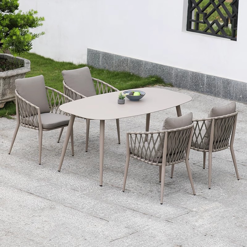 Mesas y sillas al aire libre nórdicas Patio Villa Patio Mesas y sillas Patio Al aire libre Jardín Terraza Ocio Mesas y sillas de ratán Combinación