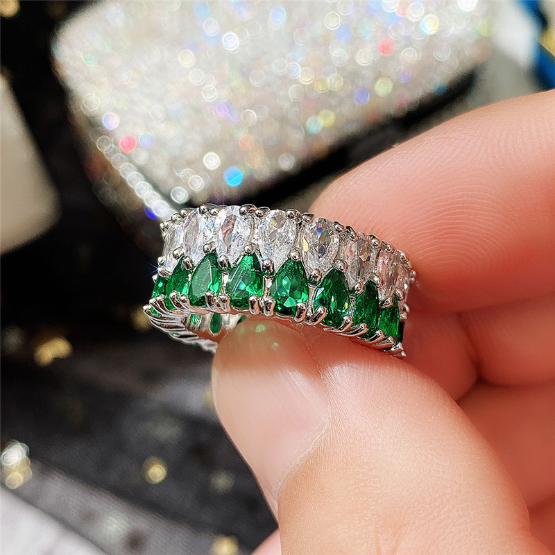 Luxurious Double Row Zircon Ring With Full Diamond Detail For Women_voghion.com