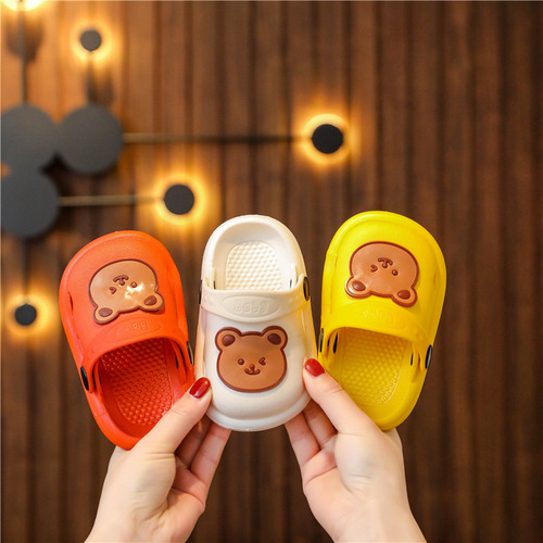 Children's Slippers Summer New Cute Bear Girl Baby Shoes Boys Soft Bottom Non-Slip Home Bathroom Sandals Slippers
