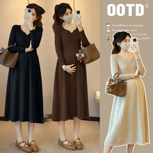 现货孕妇加厚秋冬季外穿大码宽松简约毛衣孕妇裙子秋冬装