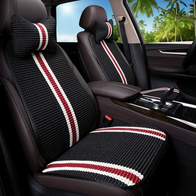 Car Seat Cushion Summer Ice Silk Backless Three-Piece Set Cooling Pad Woven Single Piece Breathable Universal Seat Cushion for Rear Seat