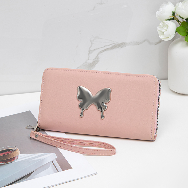 Nicho coreano 2024 mariposa metálica decoración PU material compacto exquisito lindo bolso de mano de mujer