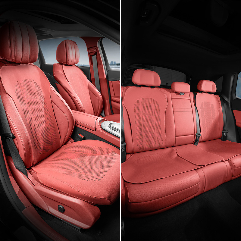 新しいナッパレザーのカーシートクッション、オールシーズン対応の薄型通気性のある穴あき車のインテリアシートカバー、夏用シートクッション|undefined