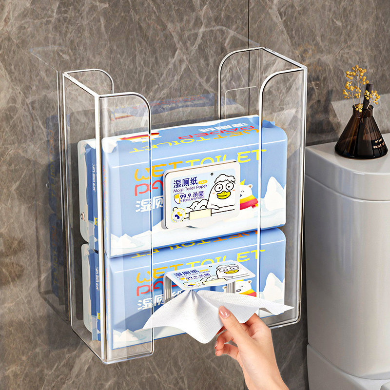 Kitchen Paper Towel Storage Box, Detachable Acrylic Wet Wipes Holder, Wall-Mounted Hand Towel Rack, Refrigerator Tissue Box