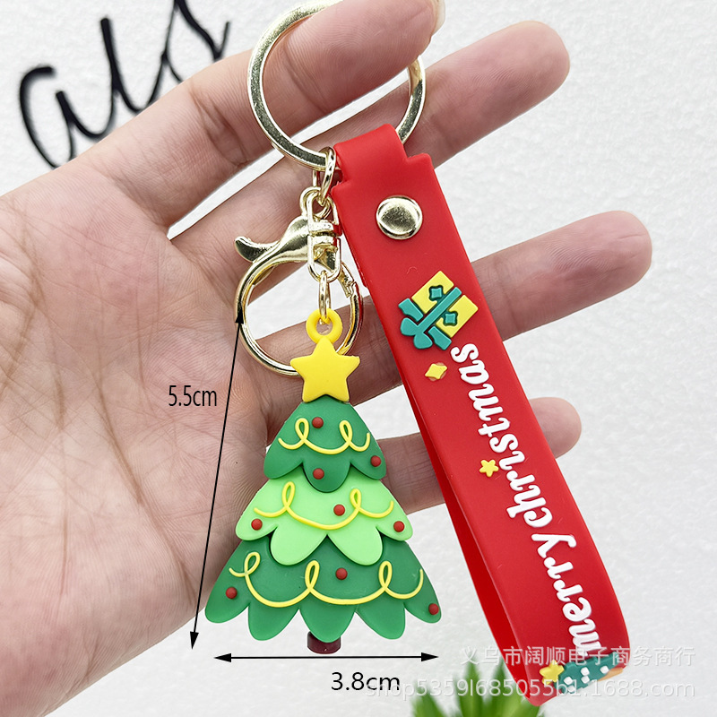 跨境圣诞钥匙扣软胶公仔挂件圣诞礼品配件立体公仔圣诞老人小挂件|undefined