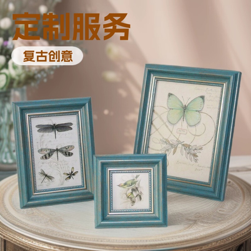 Custom-Made Blue Retro Creative Display Frame Nordic European and American Style 7inch 10inch 12inch Picture Frame Photo Frame Custom-Made Blue Retro Creative Display Frame Nordic European and American Style 7inch 10inch 12inch Picture Frame Photo Frame