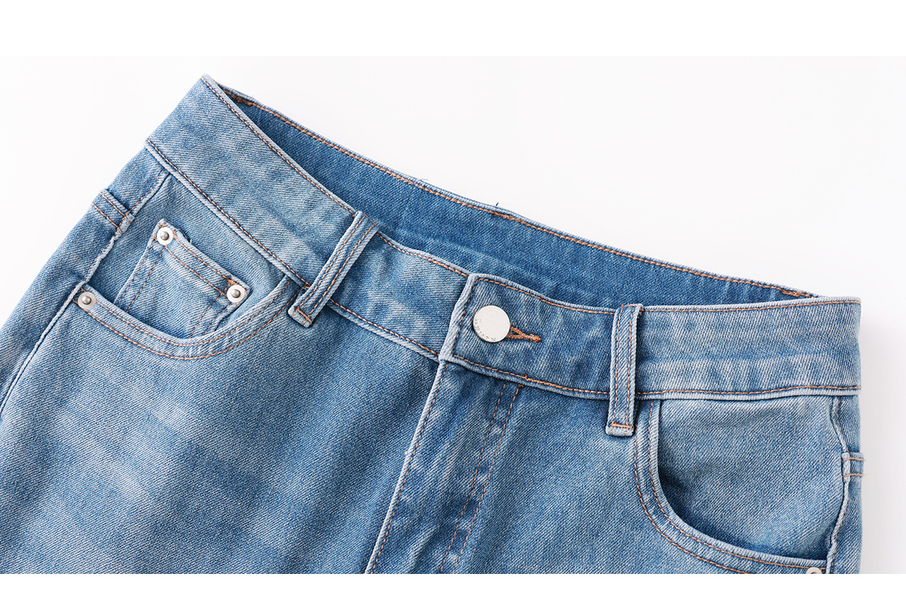 Quần jean nữ ống loe cạp cao co giãn bốn chiều vải cotton siêu mẫu — xanh lam chi tiết 28