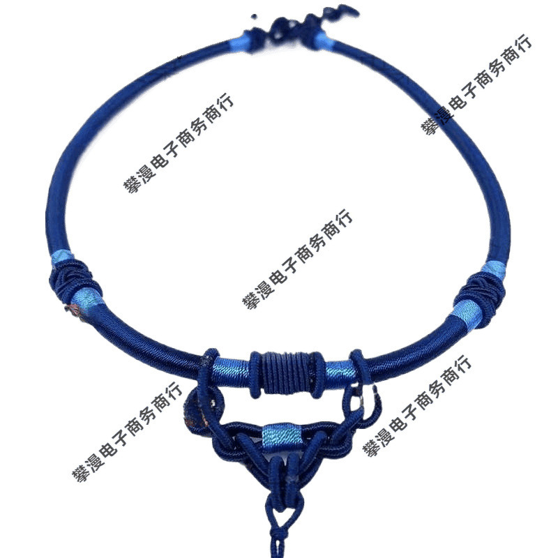 手编绳DIY黑项圈玉佩挂项链结吊坠男女编织简约时尚|undefined