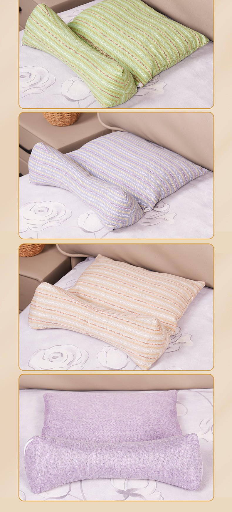 Buckwheat Hull Pillow Triangular Neck Support Pillow with Mugwort Cotton Linen Cover Detachable Adult Cervical Sleep Pillow preparation