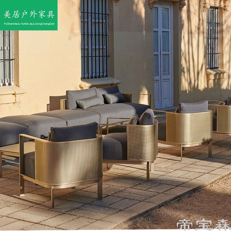 outdoors sofa courtyard furniture stainless steel hotel balcony leisure time villa Terrace Open air tea table Wicker chairs
