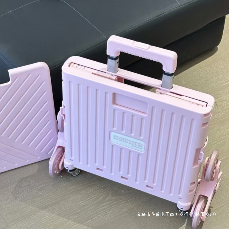 Lightweight Foldable Trolley Cart for Shopping, Snacks, Storage, Mobile Camping, Portable Grocery Shopping, and Package Delivery