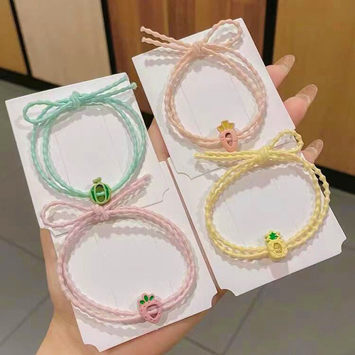 Summer Style Fresh Fruit Hair Ties Simple High Elasticity Girl Heart Strawberry Rubber Bands Instagram Style Wholesale