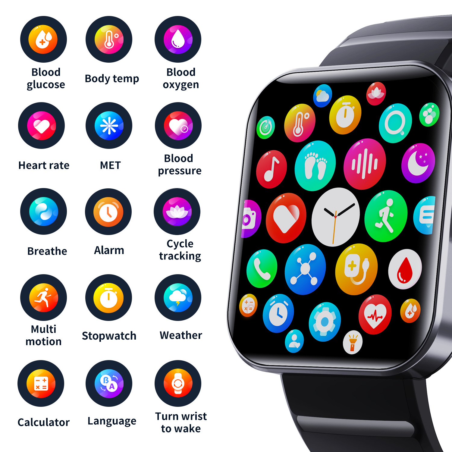 新款F21PRO智能手錶第三代無創血糖血壓血氧心率睡眠監測運動手錶