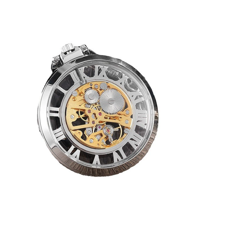 Pocket watch with gears, metal women's watch for men and women, retro mechanical mechanical watch