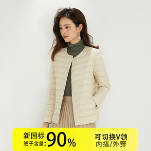 Light down jacket women's short 2024 autumn and winter new casual liner thin collarless coat wholesale