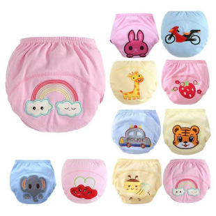 Diaper three-layer training pants embroidered pull-up pants cloth diaper pants solid color diaper pants diaper pocket
