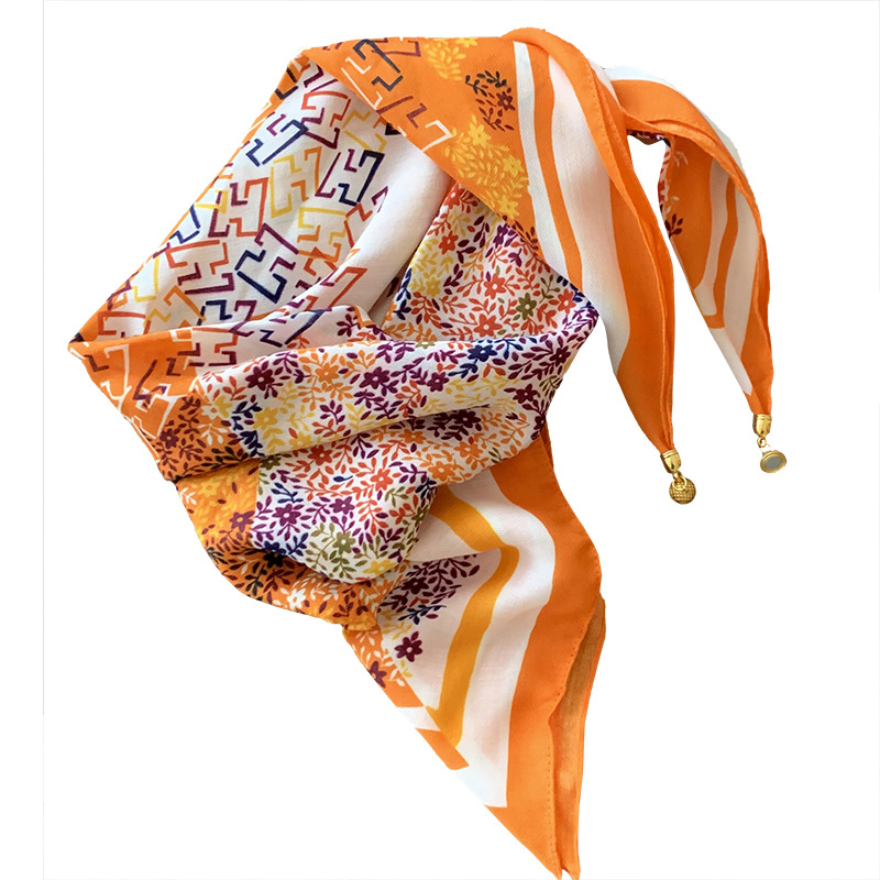 Bufanda de seda para mujer, bufanda cuadrada, estilo de primavera y verano de alta calidad, bufanda de cuello, bufanda magnética de moda, bufanda de todo fósforo, chal al por mayor