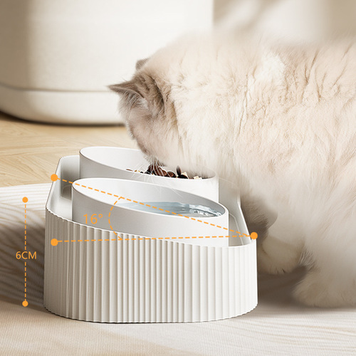 Cross-border minimalist pet bowl cat food double bowl feeding drinking water ceramic bowl anti-spill neck protection cat bowl wholesale