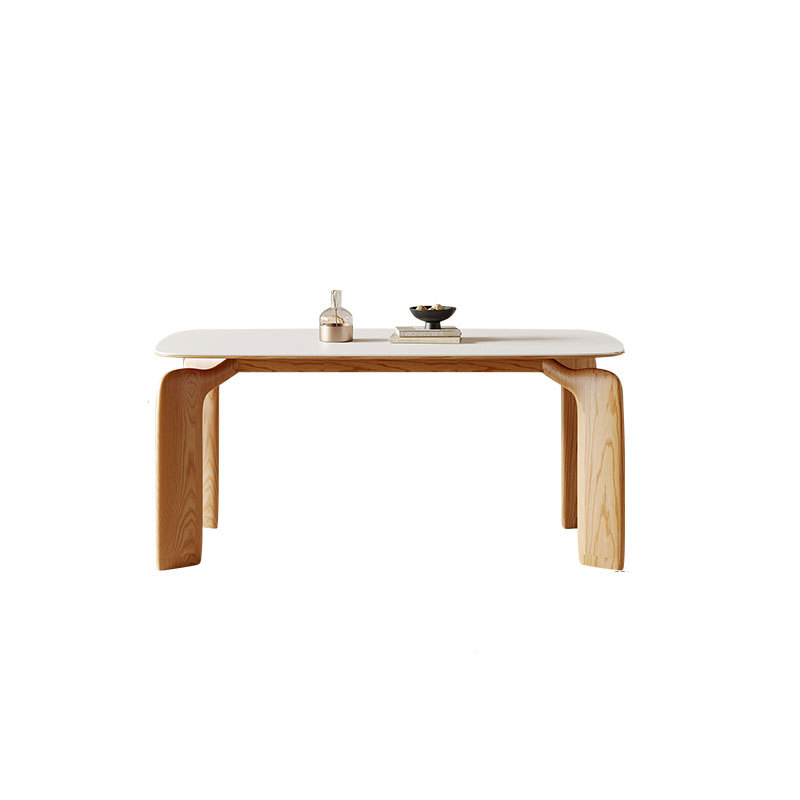 Danvance madera crema viento de pierna de elefante mesa de comedor pequeña mesa doméstica tabla de comedor de madera maciza rectangular