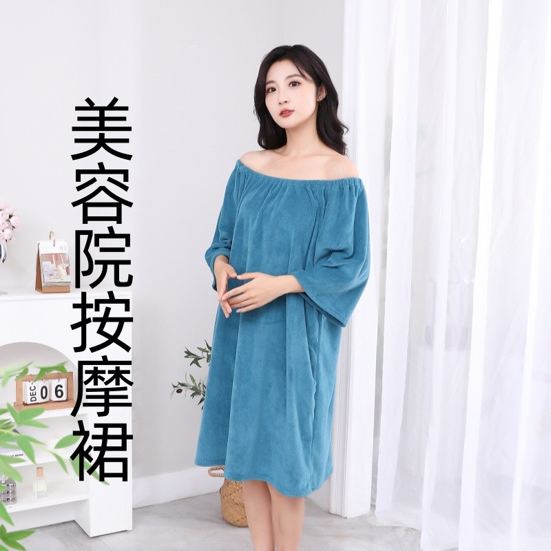 뷰티 살롱 목욕 스커트 물리 치료 어깨와 목 마사지 의류 스트랩리스 어깨 소매 목욕 여성용 머리 치료 탑 샴푸