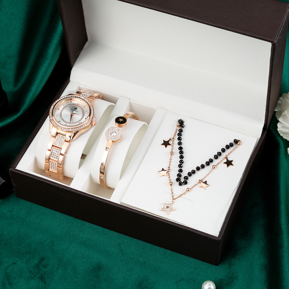 ZONMFEI reloj de pulsera 3 piezas mujeres OL estilo reloj traje pequeño color al por mayor retención pulsera doble capa collar reloj de mujer