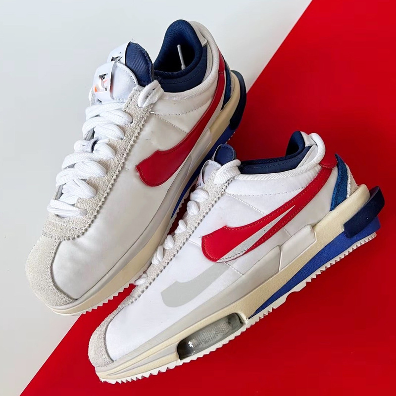 Pure Original Cortez 4.0 Waffle Deconstructed Thick-Soled Running Shoes for Men and Women, Sacai Double-Swoosh Casual Sports Shoes