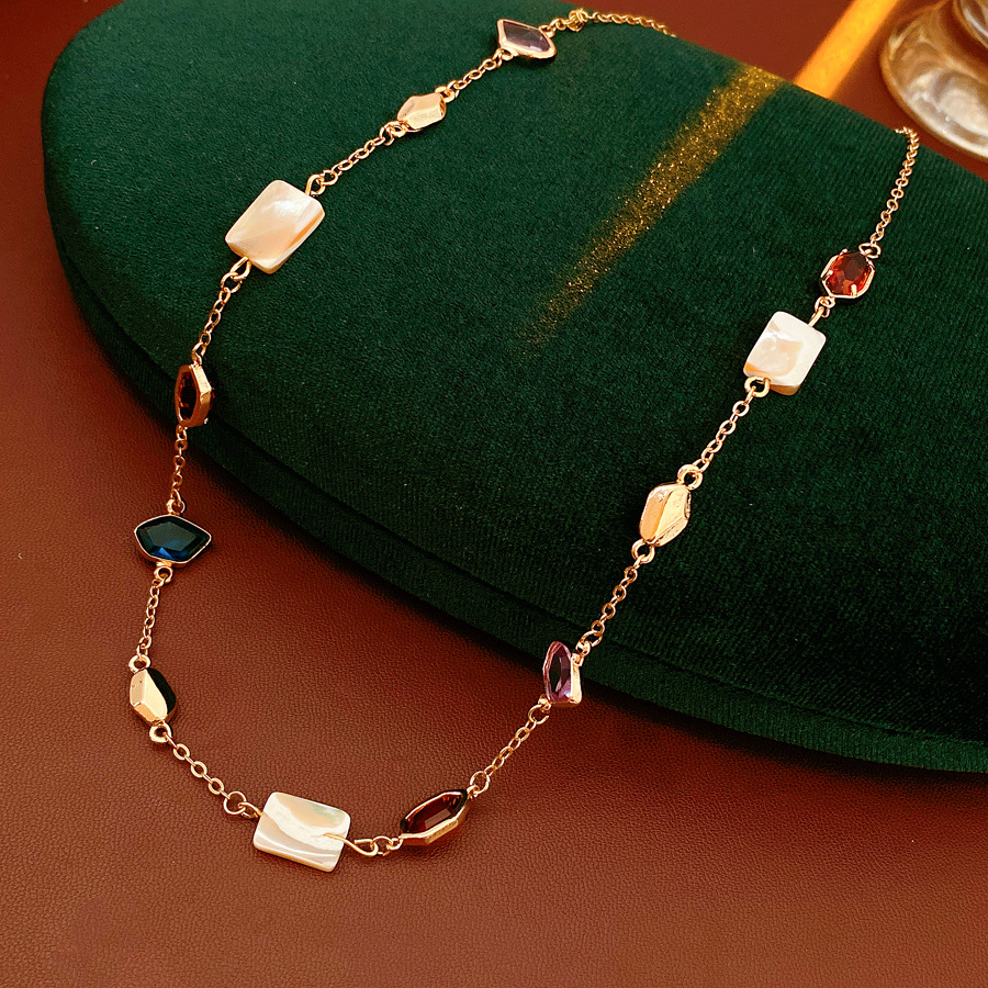 Medieval vintage conchas cuadradas pulsera collar lujo ligero nicho conjunto de alta sensación de moda retro joyería mujer image 8