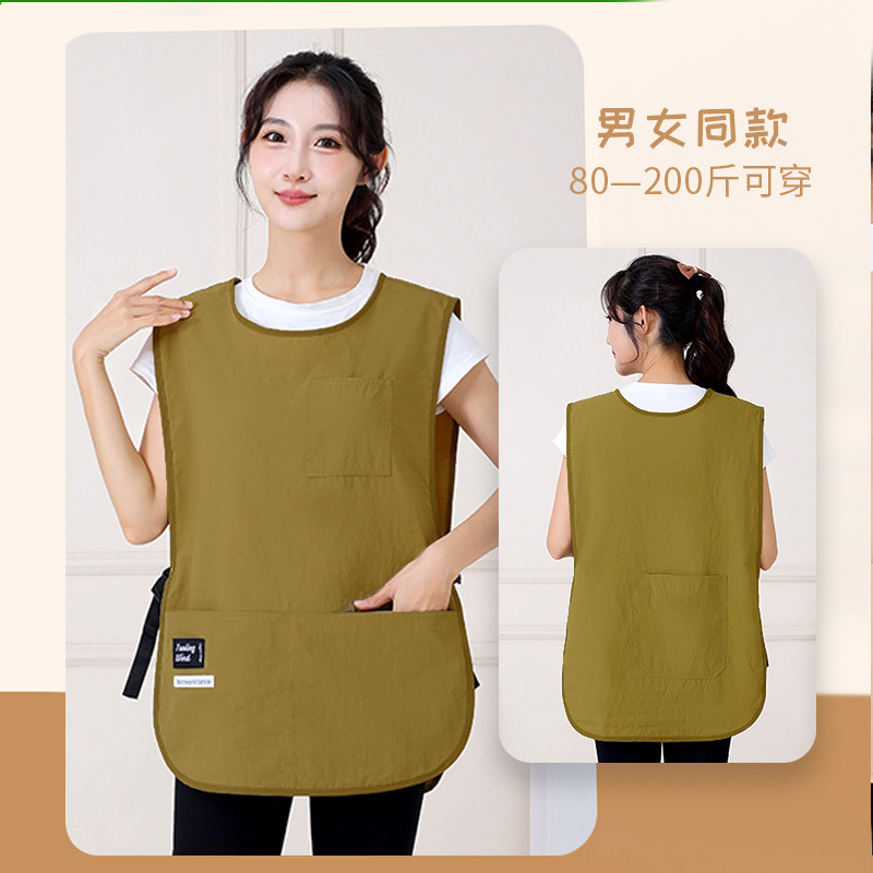 新型2025年防水ベストエプロンカスタムキッチン家庭用カフェ作業服延長男女共通|undefined