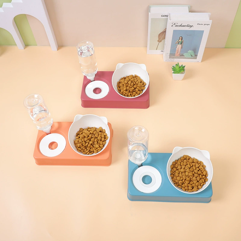 Миска для кошек миска для кошек Собака керамическая домашняя Автоматическая питьевая вода Встроенная двойная миска корм для кошек рис косой рот напиток защита шейного отдела позвоночника